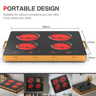 Commercial four-head electric pottery stove induction cooker multi-head five-head electric pottery stove double-eye multi-eye pottery stove desktop embedded