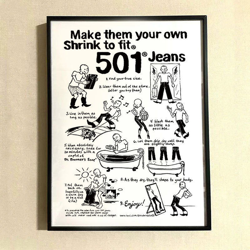 Levis Jeans Advertising Retro Niche Personality Poster Street Photograph Bedroom Photo Decorative Painting