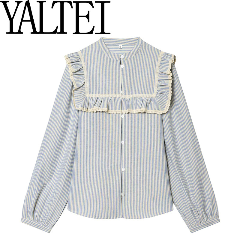 Za Cross-Border Aliexpress Ins European and American Foreign Trade Women's Clothing Metal Thread Embellished Layered Decorative Striped Shirt 2205810 Za Cross-Border Aliexpress Ins European and American Foreign Trade Women's Clothing Metal Thread Embellished Layered Decorative Striped Shirt 2205810