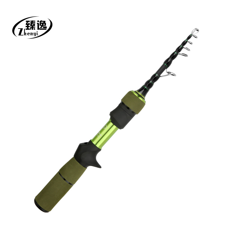 Zhenyi nuevo producto de carbono contractible barra de boca de caballo de diámetro de agarre de ejección rodilla de 1.8 m mango de arma de pesca de mango recto