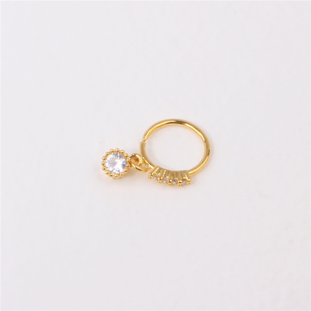 Copper Material Geometric Pattern 1 Piece Nose Rings & Studs Simple Style Classic Style Geometric Copper Zircon Nose Rings & Studs Nose Pin