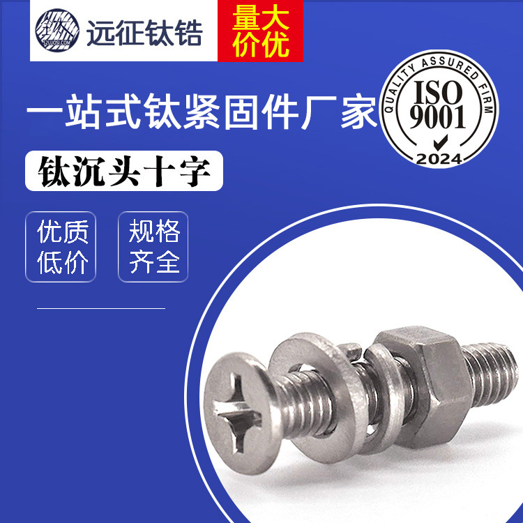 无磁钛机钉 M8/M10 钛沉头十字机钉 GB819纯钛螺丝批发 钛螺钉