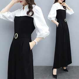 黑色连体裤女2026年秋季新款韩版休闲气质阔腿连衣裤夏季连体套装