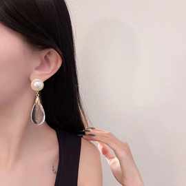欧美高级感大气夸张个性透明水滴耳环女长款耳饰