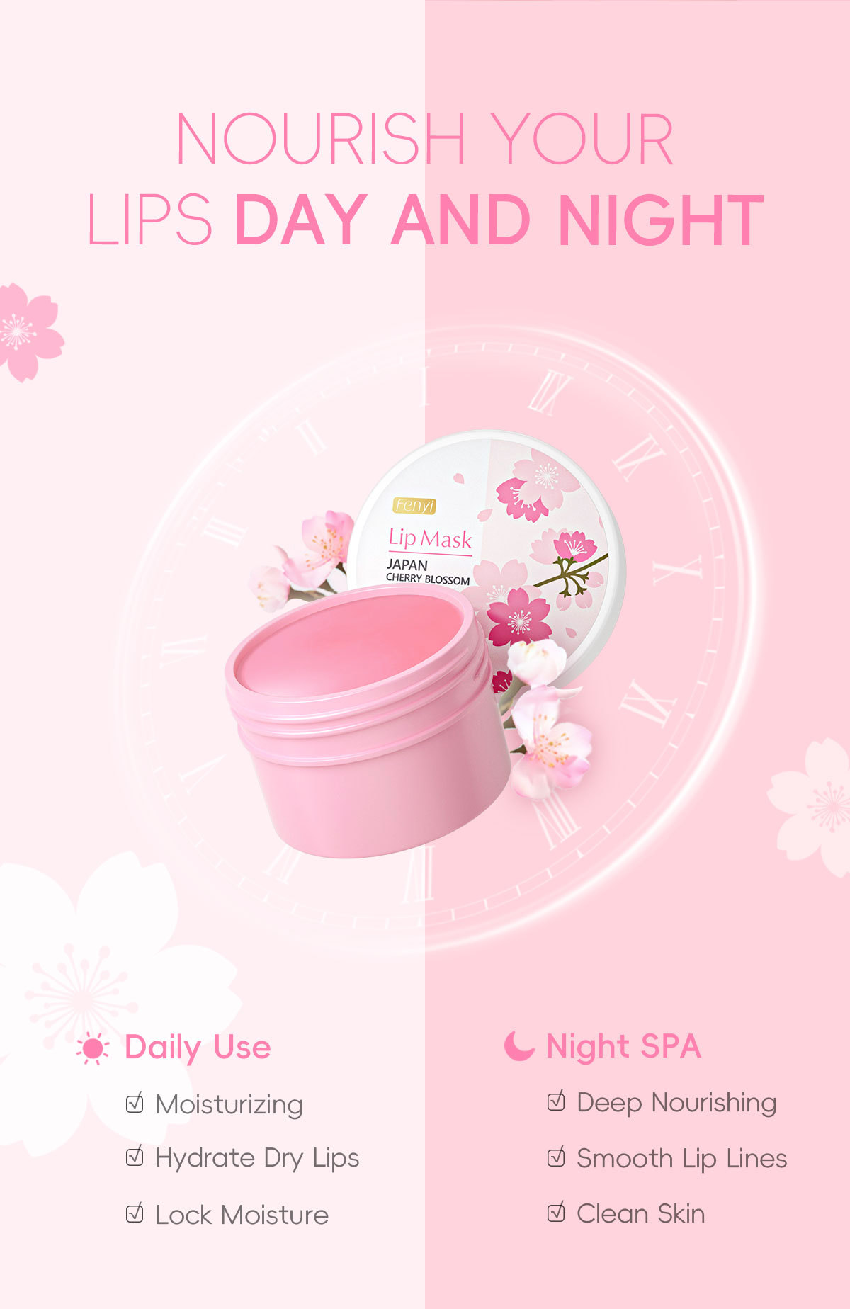 Cross-border Fenyi Japanese Cherry Blossom Lip Mask 15g Hydrating, Moisturizing and Nourishing Lip Beautifying Skin care lip Mask wholesale undefined