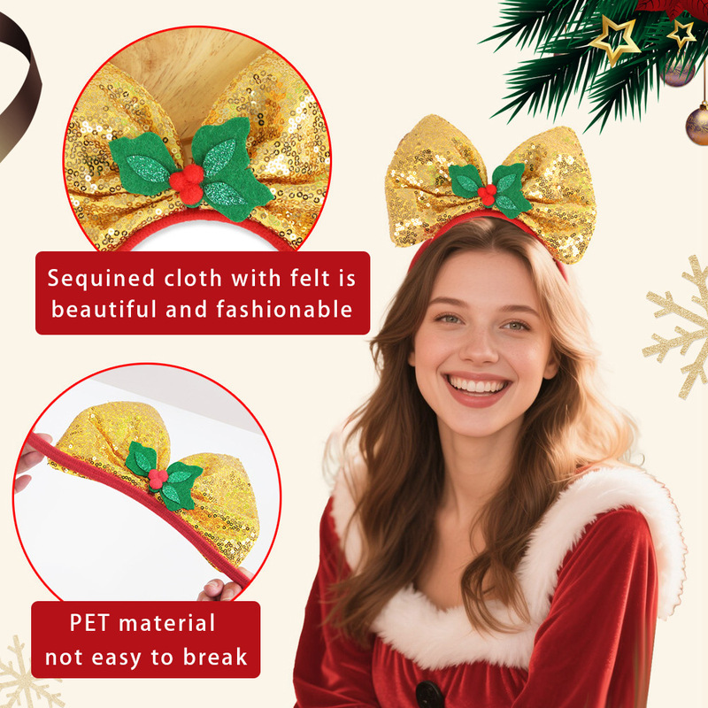 新しいクリスマス蝶結び装飾ヘッドバンド子供のクリスマスパーティーのドレスアップ小道具赤い蝶ネクタイ蝶結びヘッドバンド|undefined