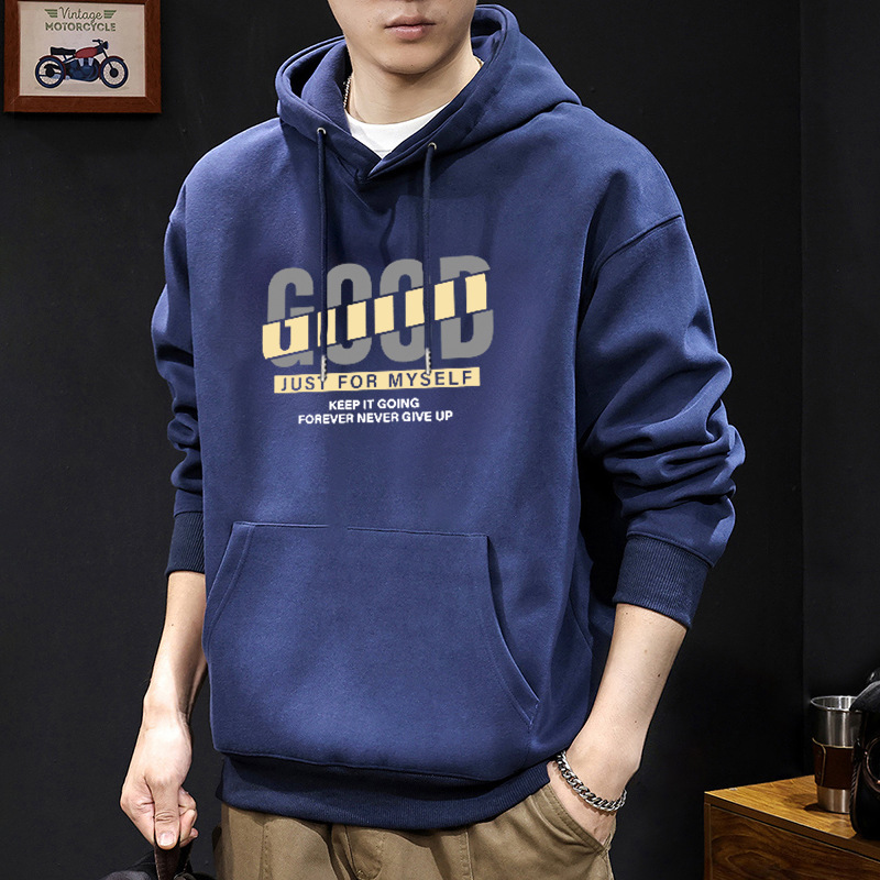 Azul escondido con sudadera con capuz regular - 3127