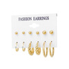 Summer metal earrings from pearl with tassels, Amazon, European style, suitable for import, 9 pair