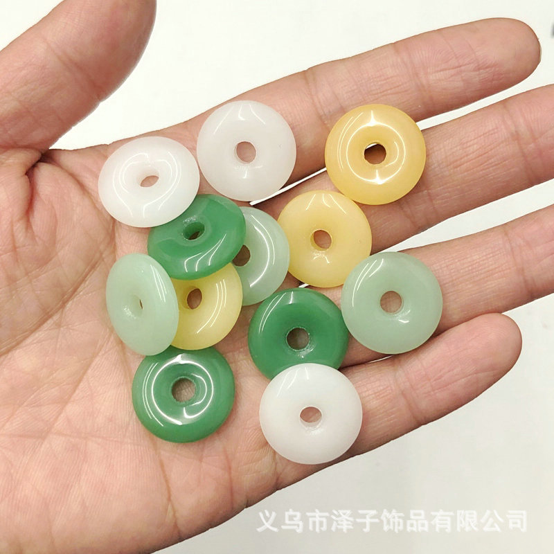 18-20mm仿玉石懷古平安扣 捷克琉璃玻璃隔片 吊墜挂件服飾配件