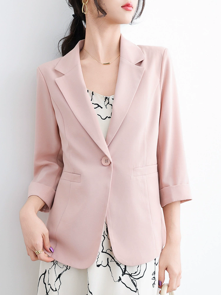 Summer thin fitted classic suit jacket for leisure
