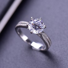 星光皇后纯银925莫桑钻D色戒指表白求婚订婚结婚戒指礼物厂家批发
