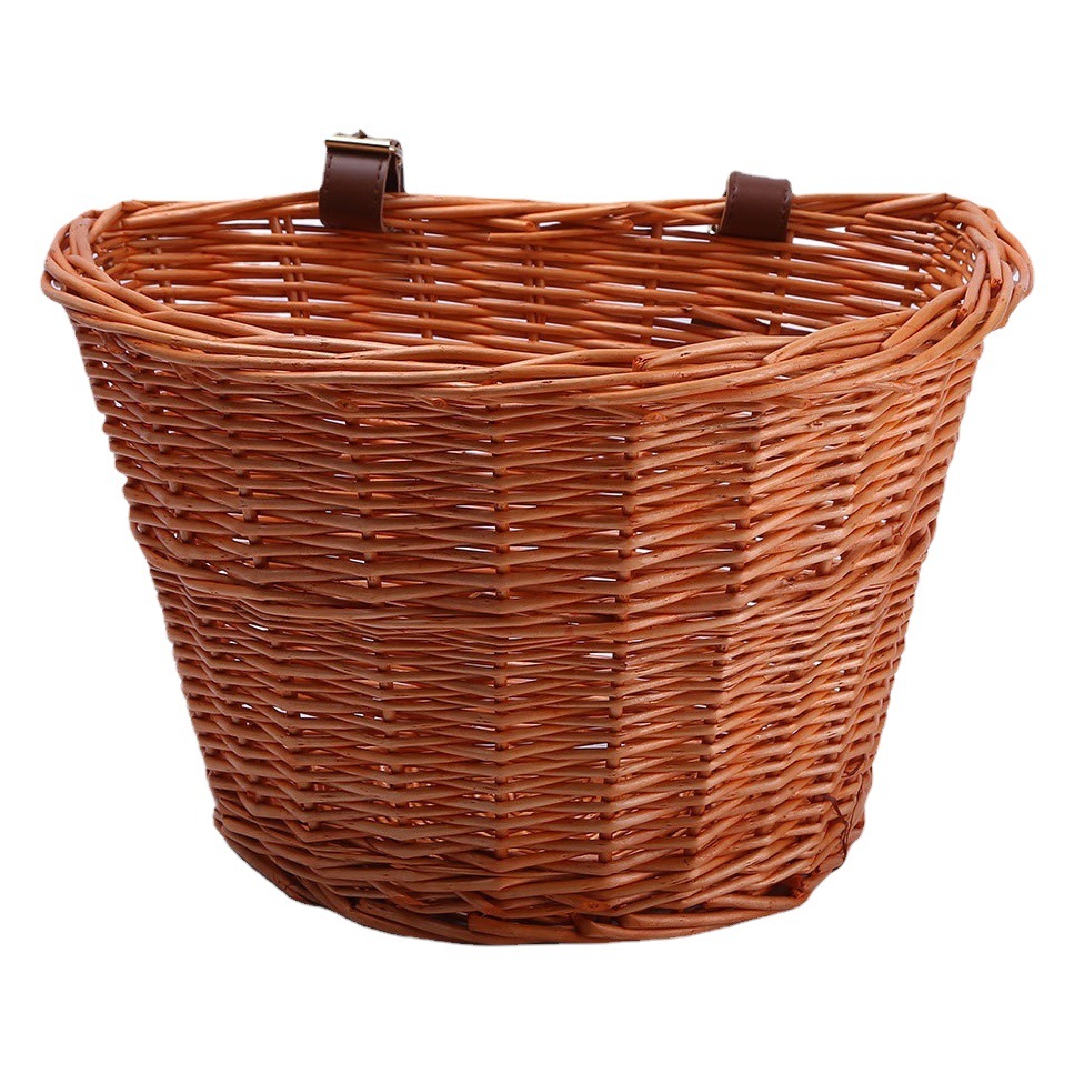 Cesta de bicicleta de ratán Cesta de mimbre tipo D plegable de mimbre cesta de bicicleta al por mayor cesta para mascotas entrega de una pieza