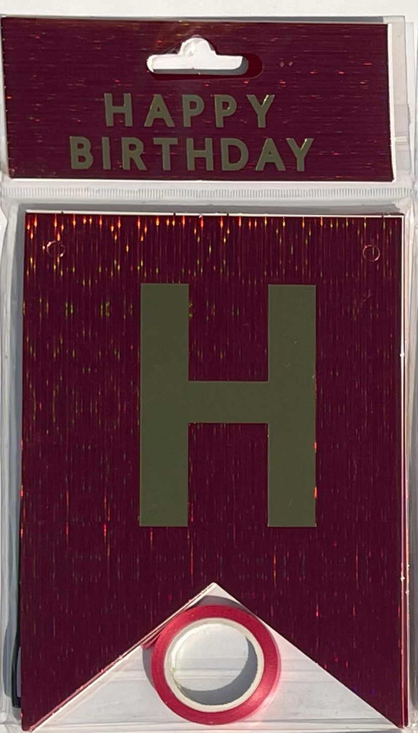 HAPPY BIRTHDAY fiesta de cumpleaños en inglés diseño diagonal de bandera de cola de mermaid letras banderas de color