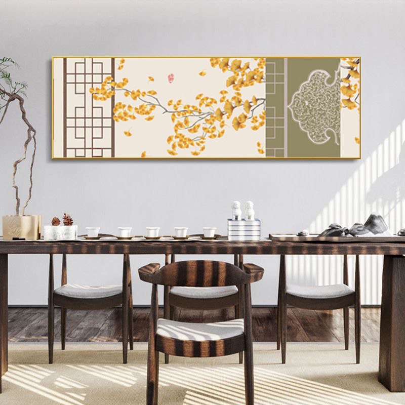 新中式主卧室床头装饰画书房茶室民宿酒店挂画荷花沙发背景墙壁画|undefined