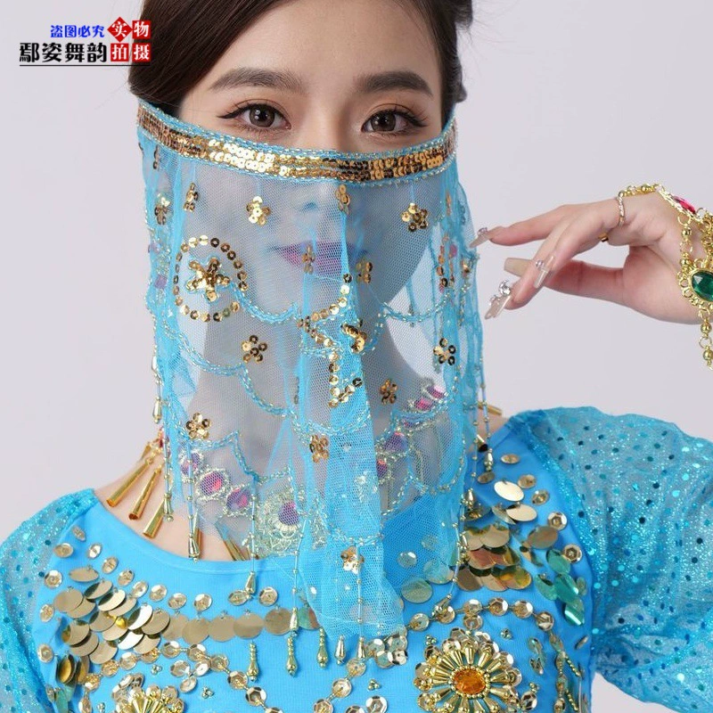 Индийский танцевальный стол Платье для выступлений Реквизит для танца живота Аксессуары Новый шарф с цветением сливы Лицевая крышка Вуаль