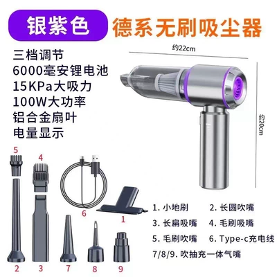large suction blowing suction integrated | Tozsoranlar - silver-purple-brushless-motor-with-3-levels-of-adjustmenttype-c-fast-charge19000pa3-sections2000mah-blowing-and-sucking-three-in-one-vacuum-cleaner