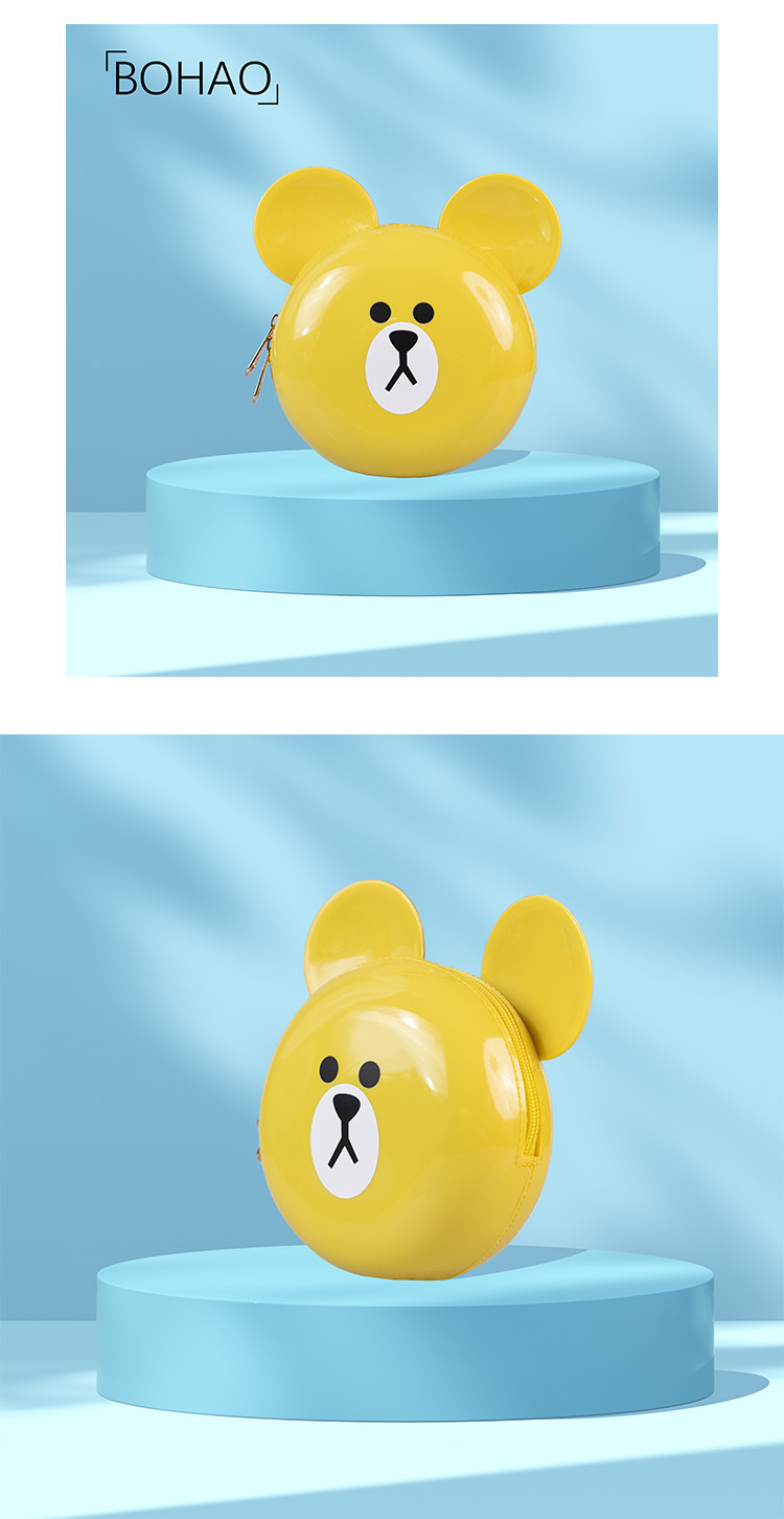 Little bear head PVC cute jelly bag, fashionable and versatile dinner bag, dirt-resistant and easy-to-wash, macaron-colored cartoon bag details Picture