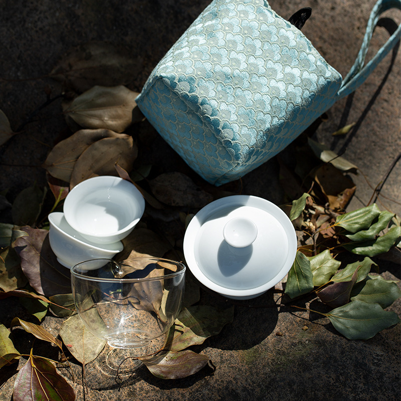 ポータブルアウトドア旅行茶器シンプルな快客カップ1ポット2杯ガラス茶器お土産はロゴを印刷できます|undefined