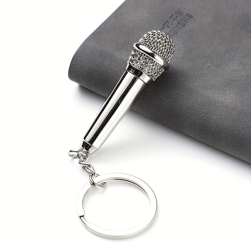 Personalized Mini Simulation Microphone Keychain Creative Craft Gift Microphone Karaoke Ktv Exquisite Pendant Small Ornament