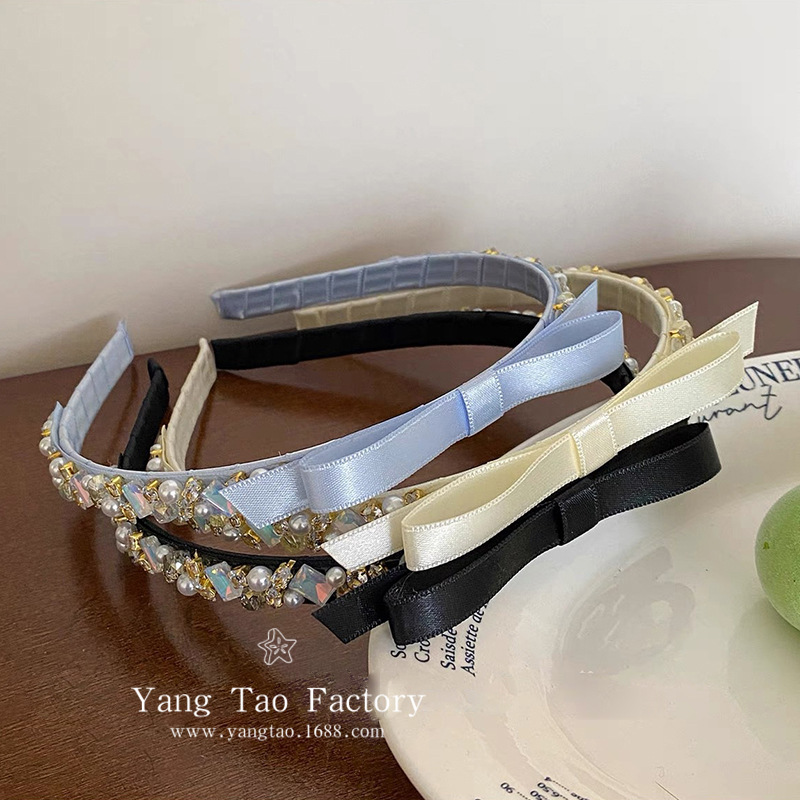 Francés pequeño oro ~ arco de cristal aro de cabello de alto nivel lujo ligero temperamento tocado para el cabello