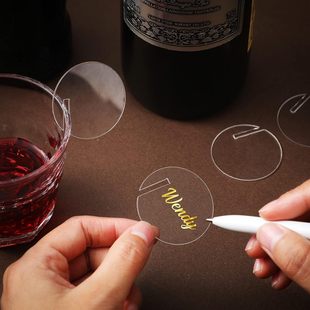30PCs acrylic round drink label DIY wedding birthday party wine cup glass edge insertion card
