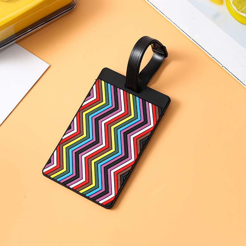 Soft PVC Luggage Tags – Colorful Striped Pattern Suitcase ID Tags For Travel (Set Of 1, Assorted Designs)​_voghion.com