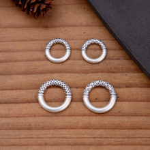 批发S999足银回纹龙鳞金箍圆环银圈 3D硬银闭口平安扣DIY手串配件