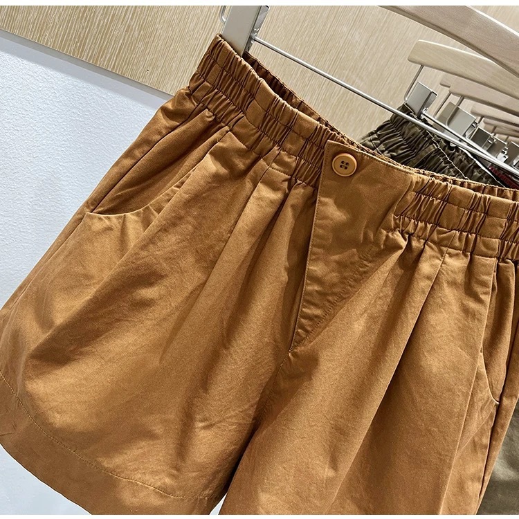 High Waist A-Line Pure Cotton Shorts For Women, Loose Fit Wide Leg Casual Summer Shorts With Tummy Control_ecoleips.com