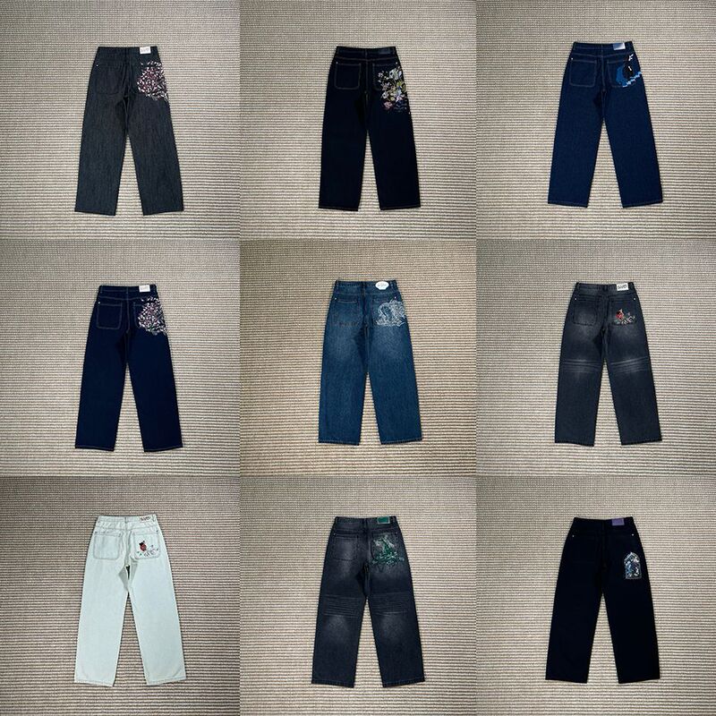 Cross-Border Trendy Brand Derschutze Denim Pants Straight-Leg European and American Celebrity Style Hip-Hop Rap Casual Loose Cross-Border Trendy Brand Derschutze Denim Pants Straight-Leg European and American Celebrity Style Hip-Hop Rap Casual Loose