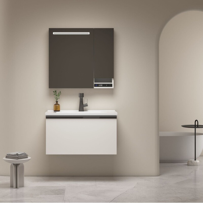 Modern Cream Style Aluminum Alloy Bathroom Cabinet Combination Seamless One-Piece Ceramic Basin Bathroom Washbasin Vanity Modern Cream Style Aluminum Alloy Bathroom Cabinet Combination Seamless One-Piece Ceramic Basin Bathroom Washbasin Vanity