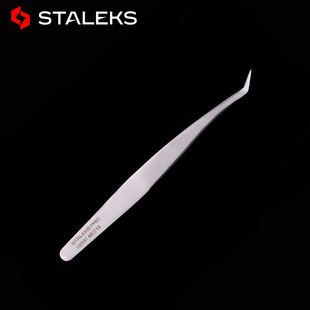 STALEKS False Eyelash Tweezers Auxiliary Gold Feather Clip Portable Anti-static Eyelash Tweezers TE-40-13