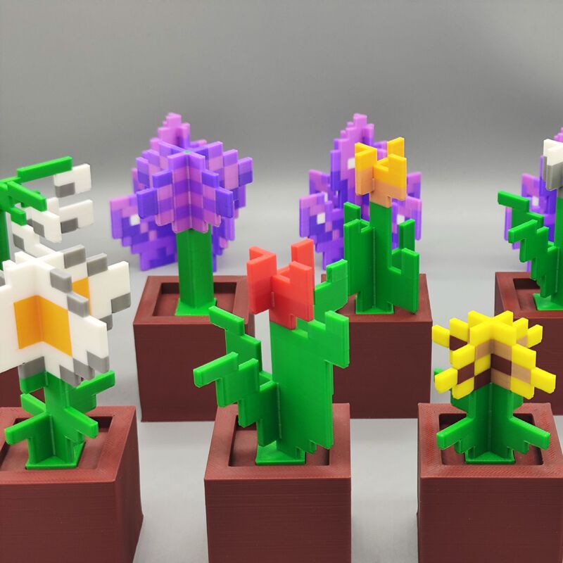 私の世界の植物 3D プリントモデル物理的な家の装飾品青い花美しい耳草モデルモザイク装飾品|undefined