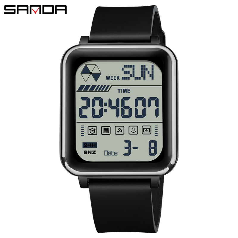 Sanda Fashion Small Block Electronic Watch Multi functional Waterproof Mountaineering Sports Men's and Women's Watch Manufacturer Wholesale One Piece