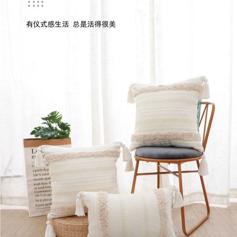 卸売ボヘミアンモロッコ織り腰枕クッションソファ枕寝室用芯入り枕カバー付きタフテッド枕