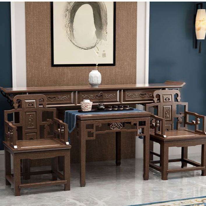 Rosewood Six-Piece Set for Rural Hall, Eight Immortals Table, Ming and Qing Style Offering Table, New Chinese Style Solid Wood Raised Head Buddha Table