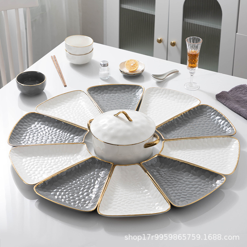 Light Luxury Style Reunion Tableware Platter Combination Household Plate Set Dish Plate 2023 New Year's Eve Dinner New Year Dishes