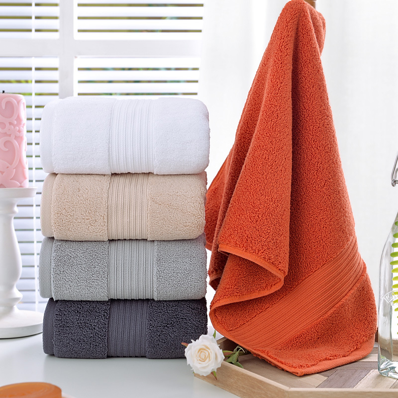 厂家40*80大毛巾 200克加厚素色缎档面巾礼品定制绣花LOGO毛巾