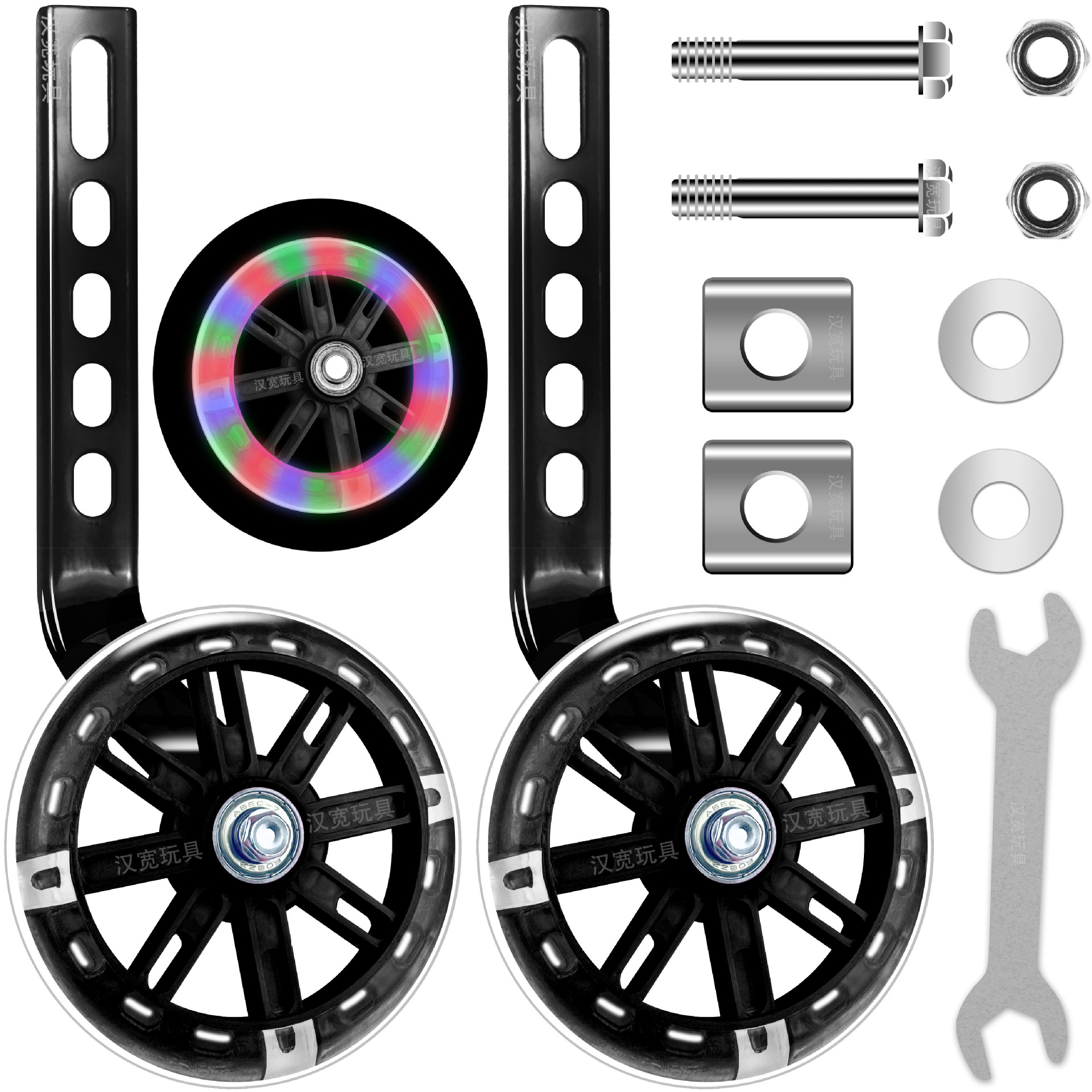 Han Kuan Children's Bicycle Auxiliary Wheel Adjustable Baby Car Accessories Flash Wheel Balance Bracket Thickened Silent Universal