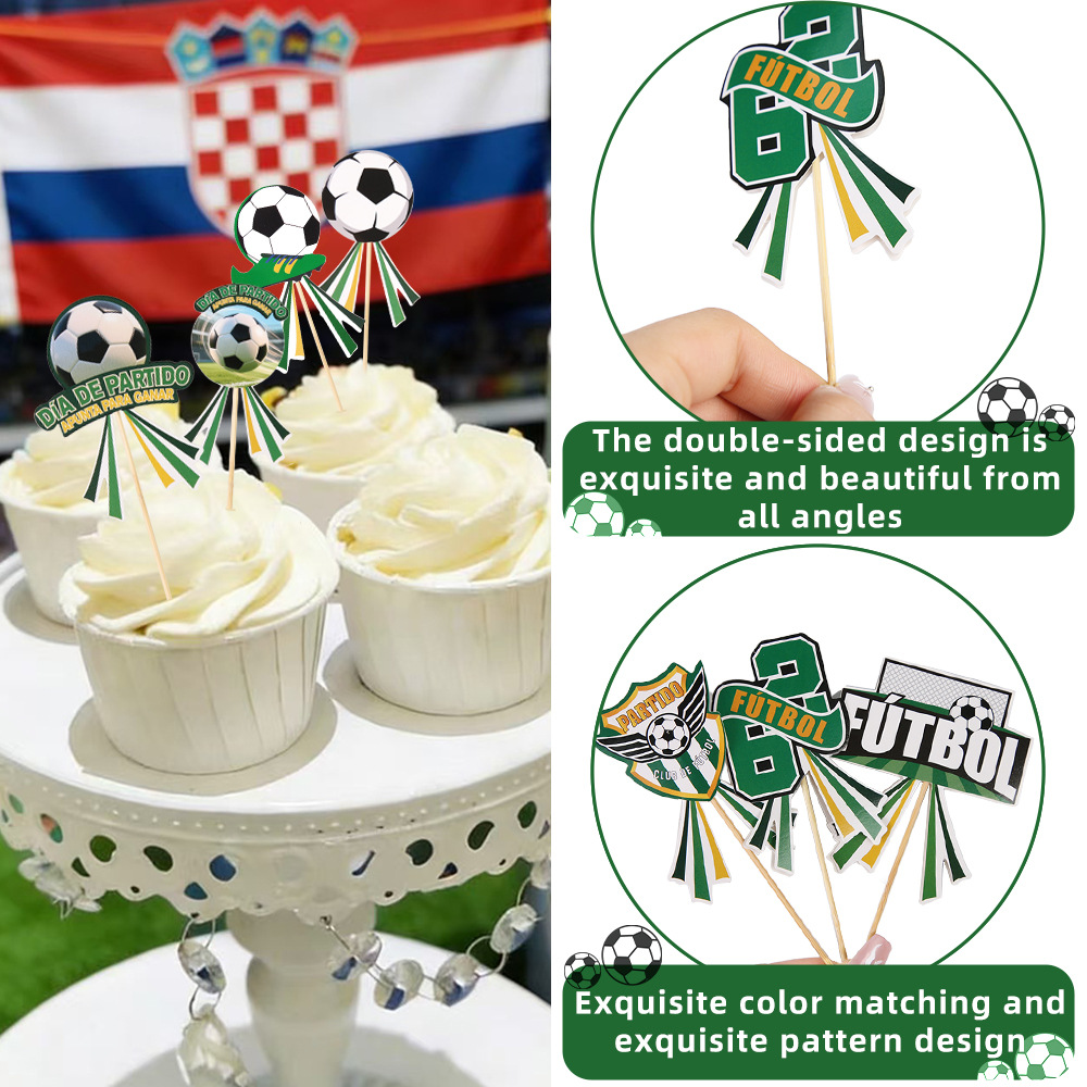 Copa del Mundo pastel decoración Plug-in Fútbol Fans Club Party Celebration Dessert Table Spanish Jackpot