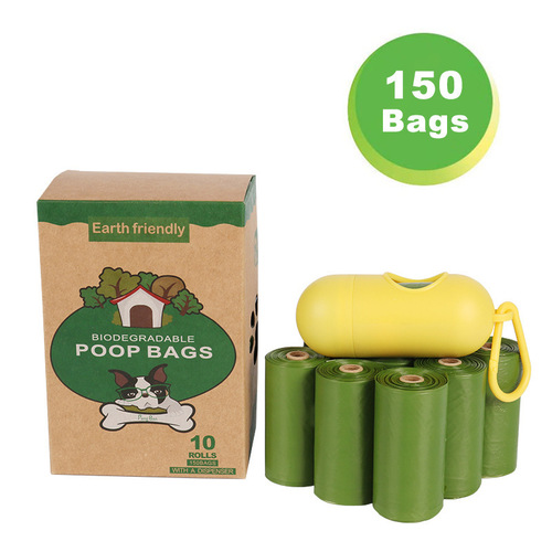 Cross-border pet waste bags, biodegradable grabber with dispenser, dog poop bags, 10 rolls EPI dog waste bag manufacturer