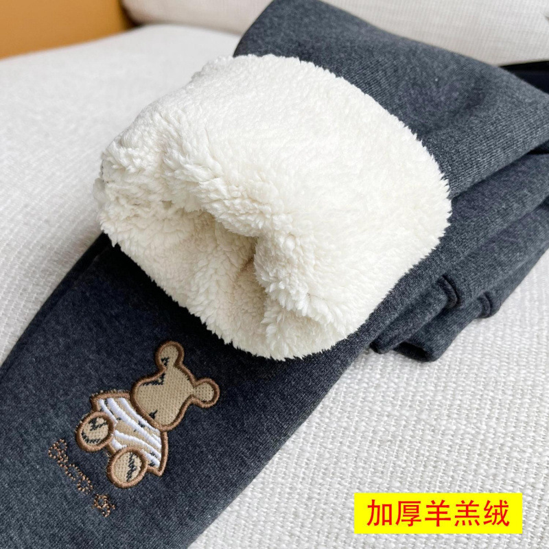 女童加绒加厚打底裤冬季外穿女宝宝保暖棉裤儿童羊羔绒一体绒裤子