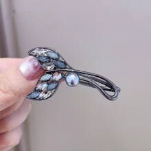 仙美鱼尾精致水钻发夹女碎发刘海侧边夹子新款珍珠发卡鸭嘴夹发饰