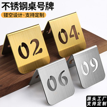 不锈钢桌号牌桌面取餐叫号数字号码立式桌牌金属镂空编号提示台卡