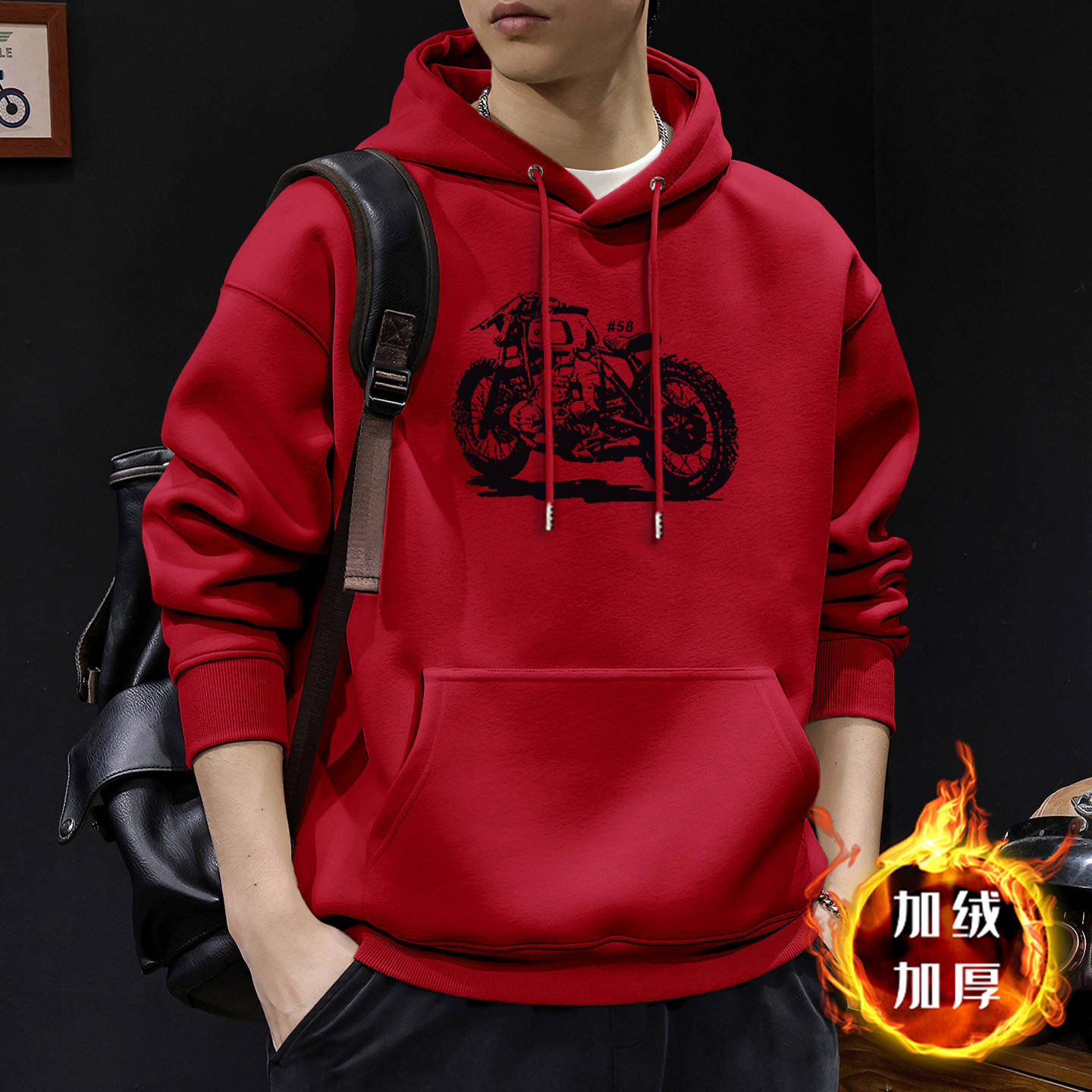 Gran chaqueta roja con capuzas con veludo - 8251