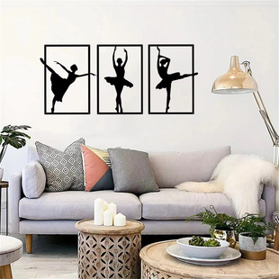 Ballet Three-Piece Set Black Home Decoration Metal Cutting Wall Decoration Indoor and Outdoor Wall Hanging Wall Decoration