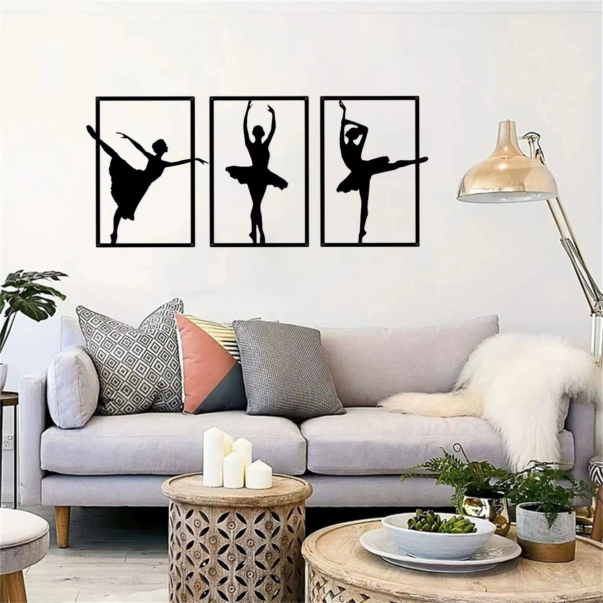 Балетный комплект из трех предметов, черный, украшение для дома, металлическая резка, настенное украшение, настенное украшение для дома и улицы, настенное украшение