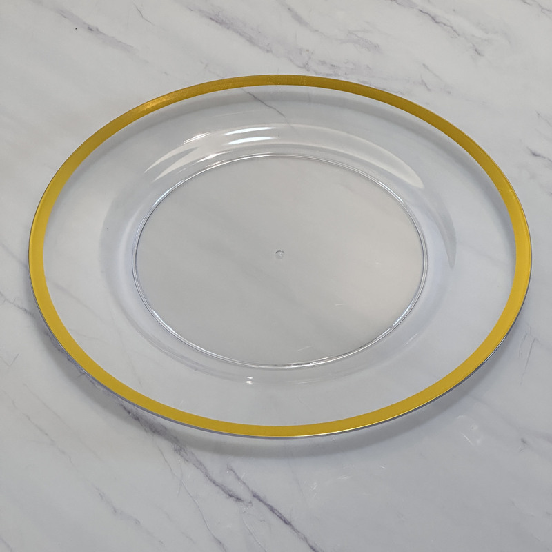 Foreign Trade Factory Wedding Party Christmas Decoration plate Transparent Plastic plate Hot Stamping plate ps charger plate