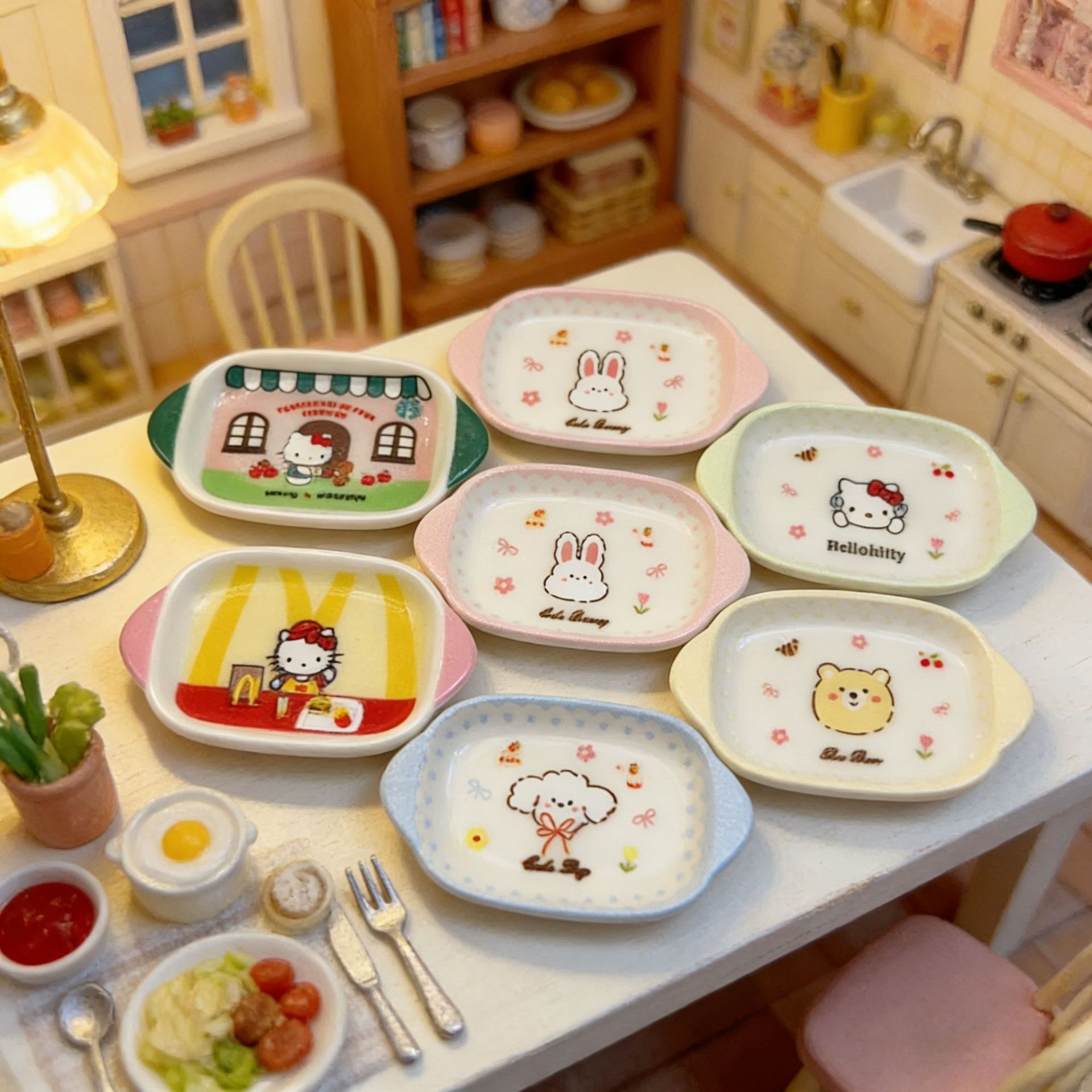 Cartoon food play, rabbit, fridge magnet, cat, DIY, anti-stress
