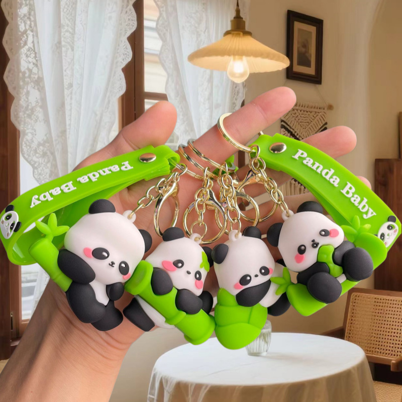 Cross-Border Trendy New Bamboo Panda Keychain, Cute Doll Backpack Pendant, Small Gift for Students from Claw Machine