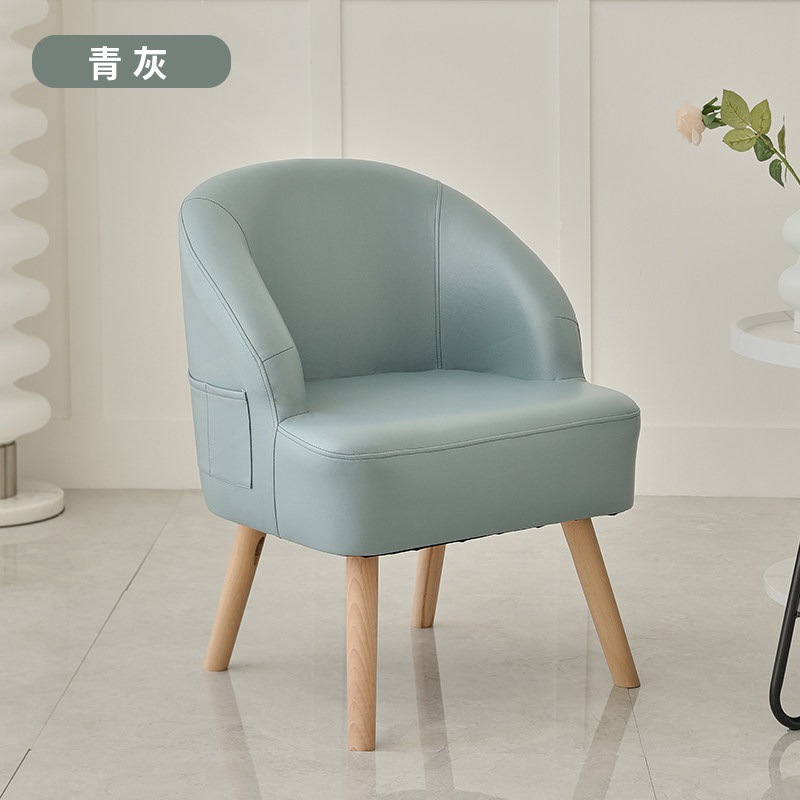 Sofá de ocio de madera sólida silla de respaldo de dormitorio pequeño balcón tela económica perezosa